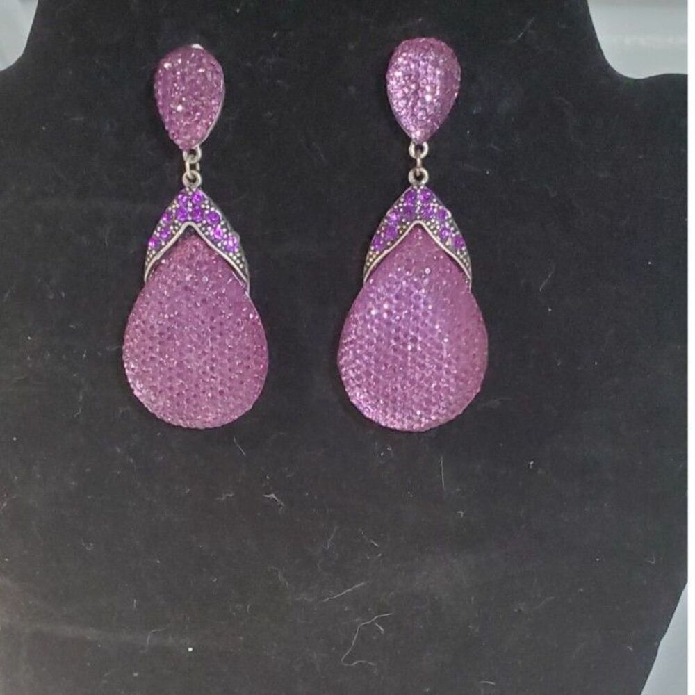 Charming Charlie Purple Dangle Earrings | Pierced Studded Drop